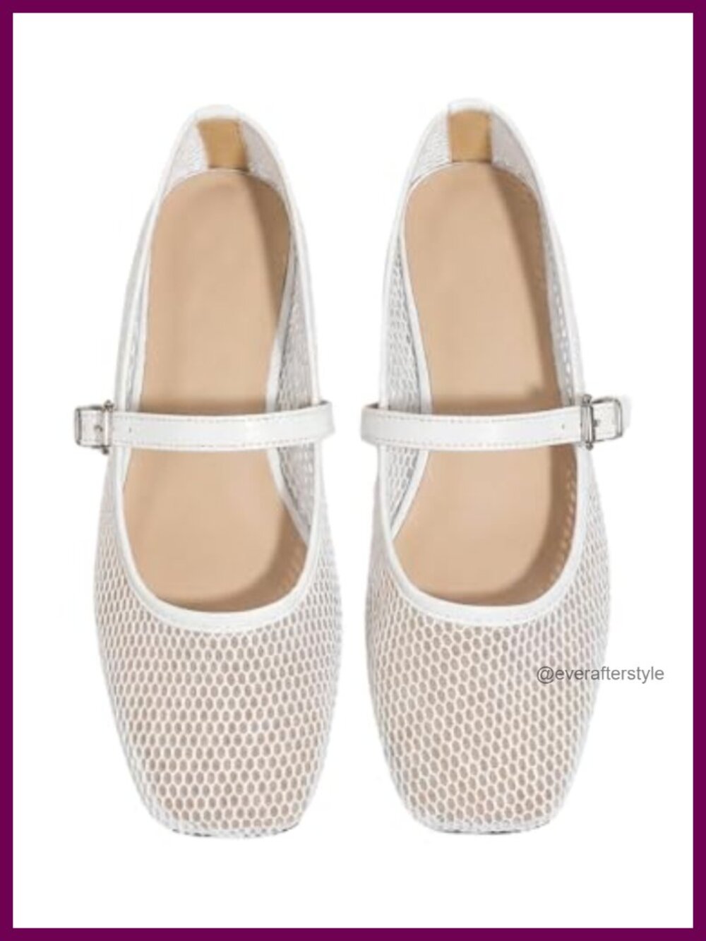 Milumia Mesh Ballet Flats Square Toe Mary Jane Buckle Women's Comfort